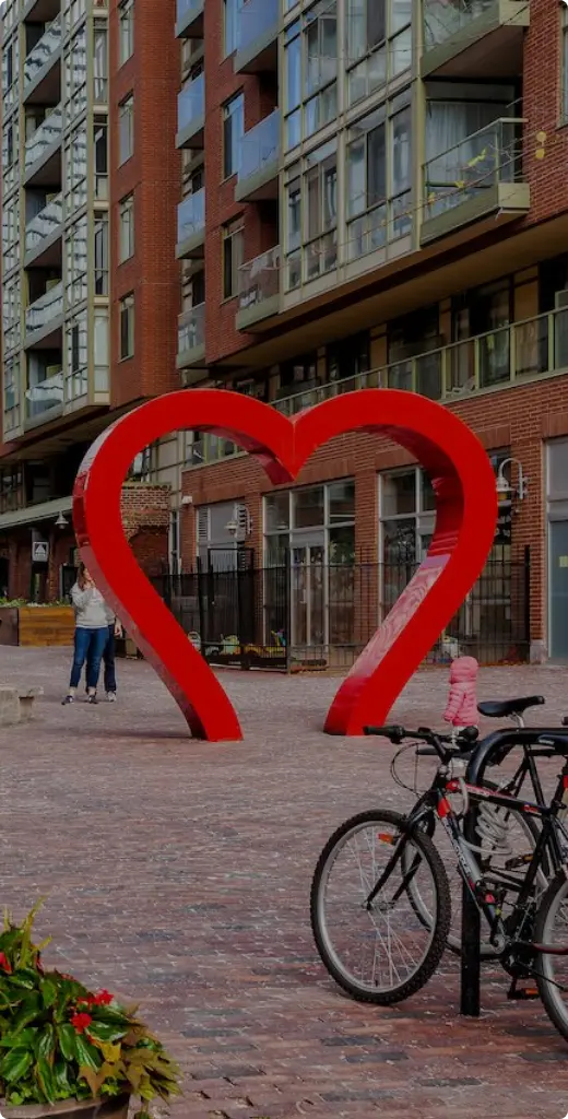 Large red heart sculpture in Toronto