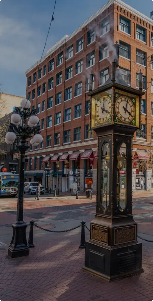 Historic Gastown steam clock in Vancouver, British Columbia